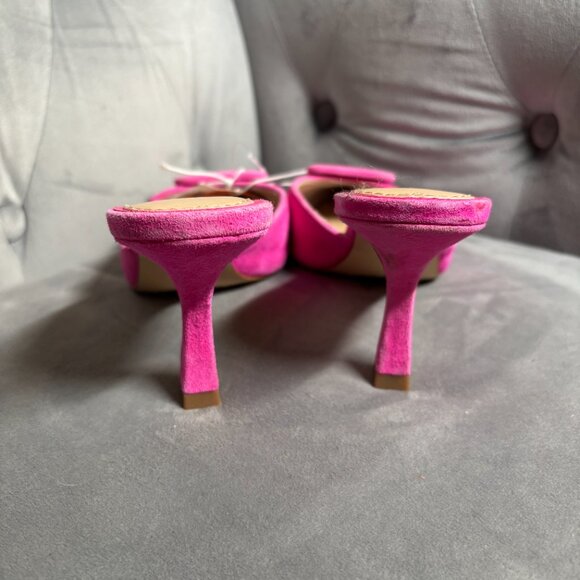 Gianni Bini Pink Suede Pointed Toe Buckle Heeled Mules – Women’s 6.5 - Picture 6 of 8